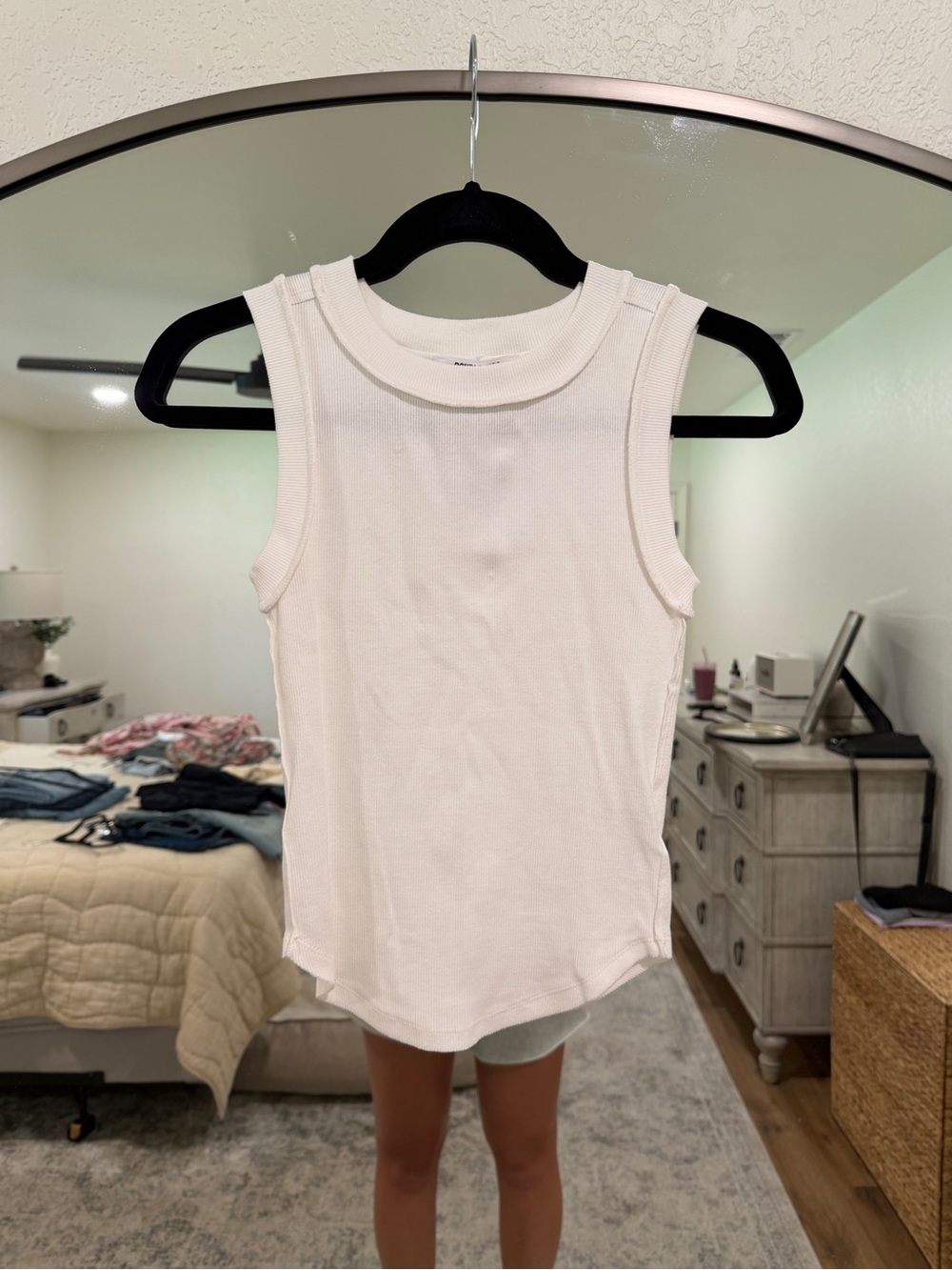 Double Zero White Ribbed Tank Top